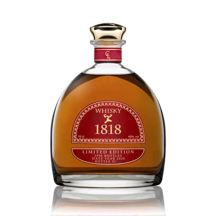 CONDE LUMAR - Whisky 1818 - Premium Liqueur Or 23K - Avec Feuille d'Or -  Bouteille Idéale pour Offrir - Avec Certificat Or Qualité - 40% Vol - 70 cl  : : Epicerie